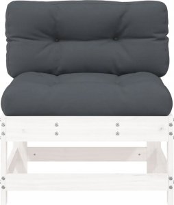 vidaXL Fotel ogrodowy z poduszkami, biały, lite drewno sosnowe 11