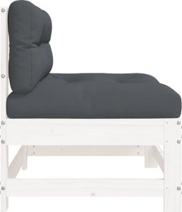 vidaXL Fotel ogrodowy z poduszkami, biały, lite drewno sosnowe 12