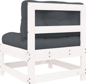 vidaXL Fotel ogrodowy z poduszkami, biały, lite drewno sosnowe 13