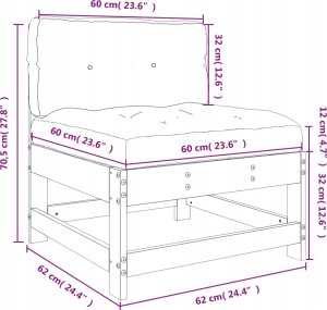 vidaXL Fotel ogrodowy z poduszkami, biały, lite drewno sosnowe 16