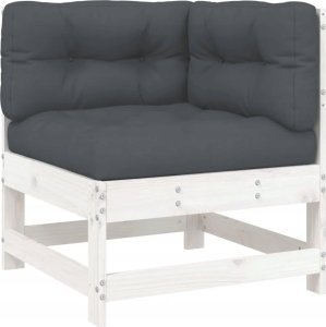 vidaXL Fotel ogrodowy z poduszkami, biały, lite drewno sosnowe 17