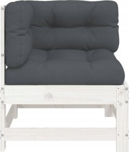 vidaXL Fotel ogrodowy z poduszkami, biały, lite drewno sosnowe 18