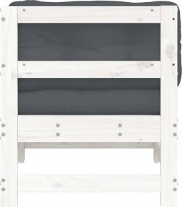 vidaXL Fotel ogrodowy z poduszkami, biały, lite drewno sosnowe 19