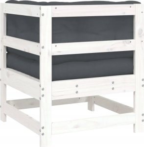 vidaXL Fotel ogrodowy z poduszkami, biały, lite drewno sosnowe 20