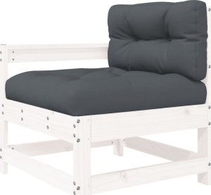 vidaXL Fotel ogrodowy z poduszkami, biały, lite drewno sosnowe 2