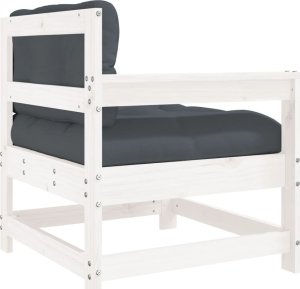 vidaXL Fotel ogrodowy z poduszkami, biały, lite drewno sosnowe 5