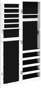 vidaXL Wisząca szafka na biżuterię, z lustrem, biała, 30x8,5x106 cm 5