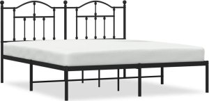 vidaXL Metalowa rama łóżka z wezgłowiem, czarna, 183x213 cm 2