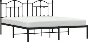 vidaXL Metalowa rama łóżka z wezgłowiem, czarna, 183x213 cm 3