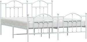 vidaXL Metalowa rama łóżka z wezgłowiem i zanóżkiem, biała, 183x213 cm 3