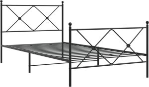 vidaXL vidaXL Metalowa rama łóżka z wezgłowiem i zanóżkiem, czarna, 100x190cm 3