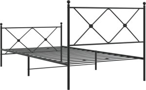 vidaXL vidaXL Metalowa rama łóżka z wezgłowiem i zanóżkiem, czarna, 100x190cm 6