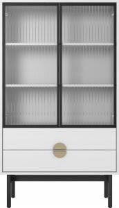 Selsey Witryna niska Stoon 85 cm z trzema półkami i dwiema szufladami 85 cm Biała 4