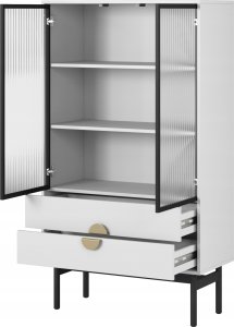 Selsey Witryna niska Stoon 85 cm z trzema półkami i dwiema szufladami 85 cm Biała 5