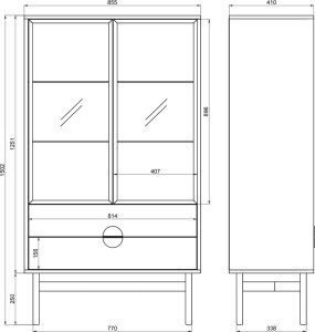 Selsey Witryna niska Stoon 85 cm z trzema półkami i dwiema szufladami 85 cm Biała 6