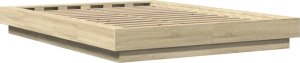 vidaXL vidaXL Rama łóżka, dąb sonoma, 140x190 cm, materiał drewnopochodny 6