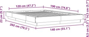 vidaXL vidaXL Rama łóżka, dąb sonoma, 120x190 cm, materiał drewnopochodny 10