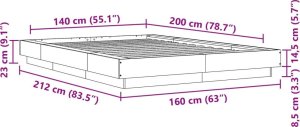 vidaXL vidaXL Rama łóżka, dąb sonoma, 140x200 cm, materiał drewnopochodny 10
