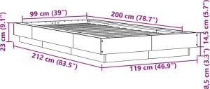 vidaXL vidaXL Rama łóżka, brązowy dąb, 100x200 cm, materiał drewnopochodny 10