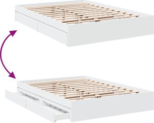 vidaXL vidaXL Rama łóżka z szufladami, biała, 160x200 cm 7