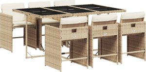 vidaXL vidaXL 7-cz. zestaw mebli ogrodowych z poduszkami, beżowy, polirattan 2