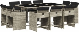 vidaXL vidaXL 11-cz. zestaw mebli do ogrodu z poduszkami jasnoszary rattan PE 2