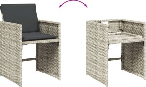 vidaXL vidaXL 11-cz. zestaw mebli do ogrodu z poduszkami jasnoszary rattan PE 7