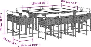 vidaXL vidaXL 11-cz. zestaw mebli do ogrodu z poduszkami jasnoszary rattan PE 8