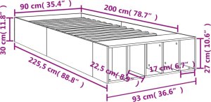vidaXL vidaXL Rama łóżka, czarna, 90x200 cm, materiał drewnopochodny 10