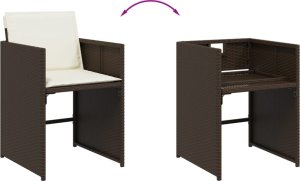 vidaXL vidaXL 9-cz. zestaw mebli ogrodowych z poduszkami, brązowy, rattan PE 7