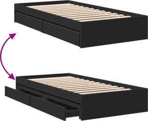 vidaXL Rama łóżka z szufladami, czarna, 100x200 cm 7