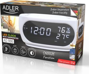 Adler Zegar budzik z pomiarem temperatury i wilgotności Adler AD 1186 - kolor biały 7