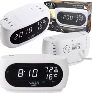 Adler Zegar budzik z pomiarem temperatury i wilgotności Adler AD 1186 - kolor biały 8