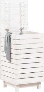 Kosz na pranie vidaXL Kosz na pranie, biały, 44x44x76 cm, lite drewno sosnowe 3