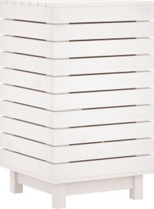 Kosz na pranie vidaXL Kosz na pranie, biały, 44x44x76 cm, lite drewno sosnowe 7