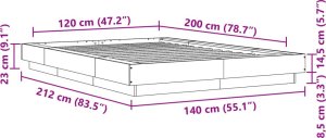 vidaXL vidaXL Rama łóżka, przydymiony dąb, 120x200cm, materiał drewnopochodny 10