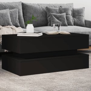 vidaXL Stolik kawowy z oświetleniem LED, czarny, 90x50x40 cm Lumarko! 1