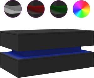 vidaXL Stolik kawowy z oświetleniem LED, czarny, 90x50x40 cm 2