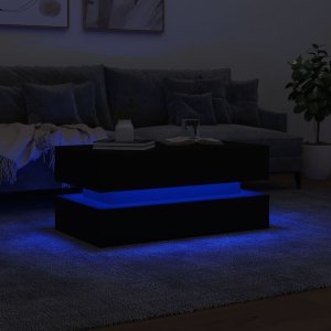 vidaXL Stolik kawowy z oświetleniem LED, czarny, 90x50x40 cm 5