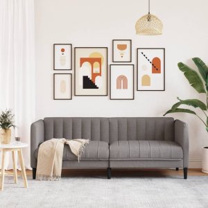 vidaXL vidaXL Sofa 2-osobowa, kolor taupe, tapicerowana tkaniną 3