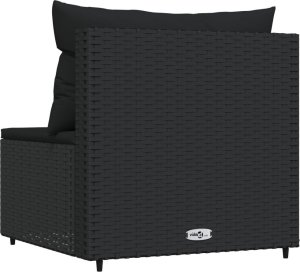 vidaXL Środkowy moduł sofy z poduszkami, czarny, polirattan 4