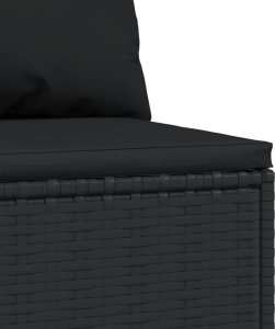 vidaXL Środkowy moduł sofy z poduszkami, czarny, polirattan 5
