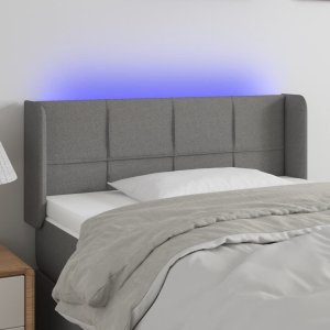 vidaXL Zagłówek do łóżka z LED, ciemnoszary, 93x16x78/88 cm, tkanina Lumarko! 1