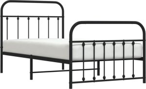 vidaXL Metalowa rama łóżka z wezgłowiem i zanóżkiem, czarna, 100x190cm 3