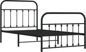 vidaXL Metalowa rama łóżka z wezgłowiem i zanóżkiem, czarna, 100x190cm 5