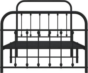 vidaXL Metalowa rama łóżka z wezgłowiem i zanóżkiem, czarna, 100x190cm 6