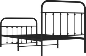 vidaXL Metalowa rama łóżka z wezgłowiem i zanóżkiem, czarna, 100x190cm 8
