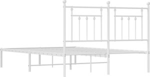 vidaXL Metalowa rama łóżka z wezgłowiem, biała, 140x190 cm 8