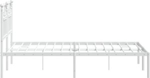vidaXL Metalowa rama łóżka z wezgłowiem, biała, 120x190 cm 6