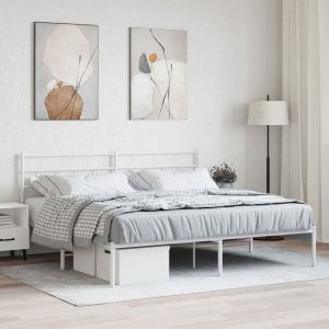 vidaXL Metalowa rama łóżka z wezgłowiem, biała, 183x213 cm Lumarko! 1